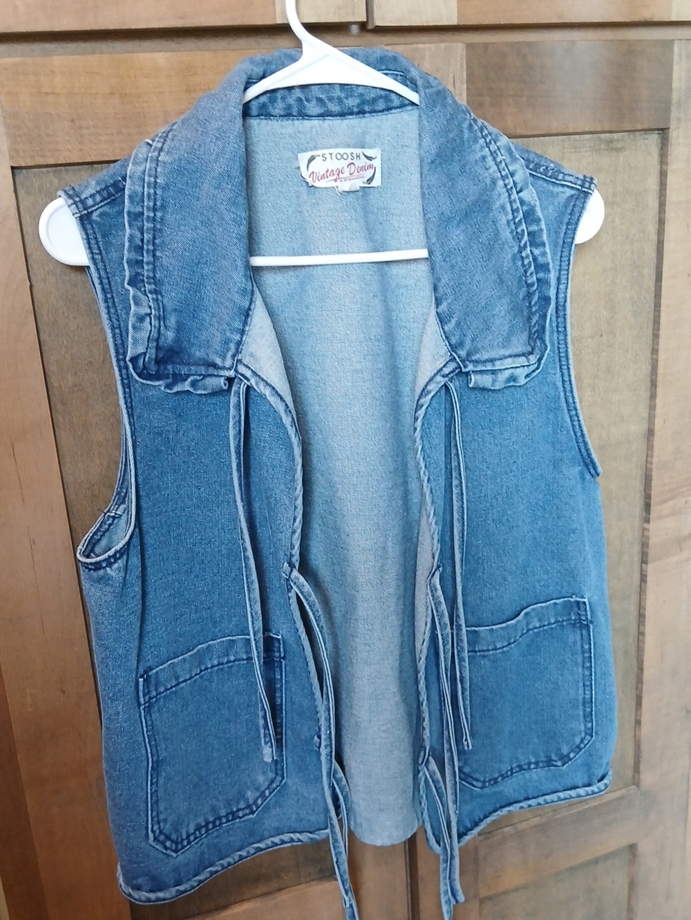 Stoosh Vintage Denim Sleeveless Vest - Medium Blue